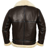 Mens B3 Brown White Aviator Jacket Back